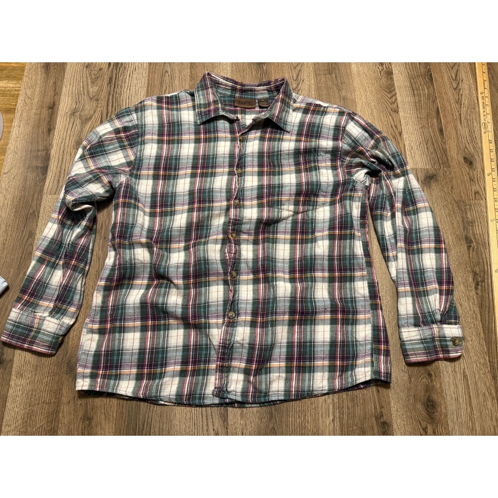 Marino Bay Shirt Men's 2XL Blue Purple Orange Yellow Plaid Long Sleeve Button Up